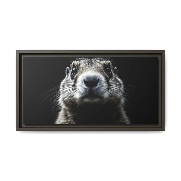 Midnight Edition: Prairie Dog Framed Canvas Art Wrap – Double R Western™ 20’’ x 10’’ (Horizontal) / Espresso / 1.25’’