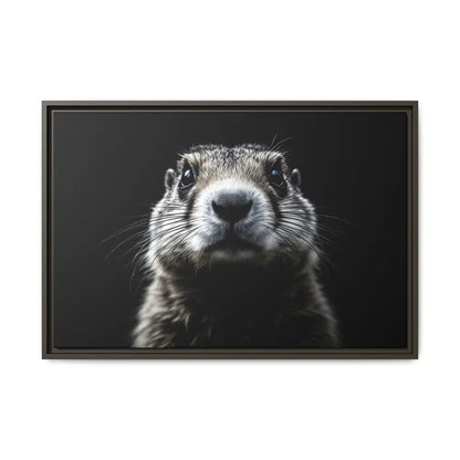 Midnight Edition: Prairie Dog Framed Canvas Art Wrap – Double R Western™ 30″ x 20″ (Horizontal) / Espresso / 1.25’’