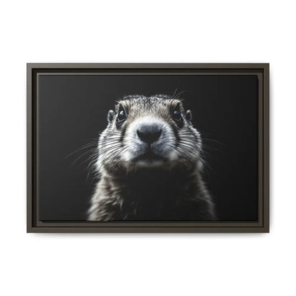 Midnight Edition: Prairie Dog Framed Canvas Art Wrap – Double R Western™ 18″ x 12″ (Horizontal) / Espresso / 1.25’’