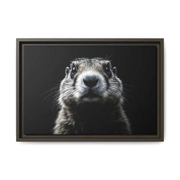 Midnight Edition: Prairie Dog Framed Canvas Art Wrap – Double R Western™ 18″ x 12″ (Horizontal) / Espresso / 1.25’’