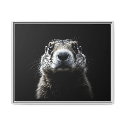 Midnight Edition: Prairie Dog Framed Canvas Art Wrap – Double R Western™ 30’’ x 24’’ (Horizontal) / White / 1.25’’