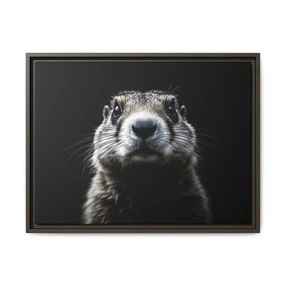 Midnight Edition: Prairie Dog Framed Canvas Art Wrap – Double R Western™ 24″ x 18″ (Horizontal) / Espresso / 1.25’’