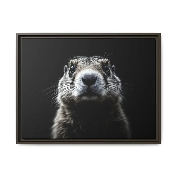 Midnight Edition: Prairie Dog Framed Canvas Art Wrap – Double R Western™ 24″ x 18″ (Horizontal) / Espresso / 1.25’’