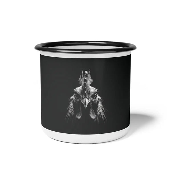 Midnight Edition Rooster Enamel Camp Mug 12oz / Black Rim Mug