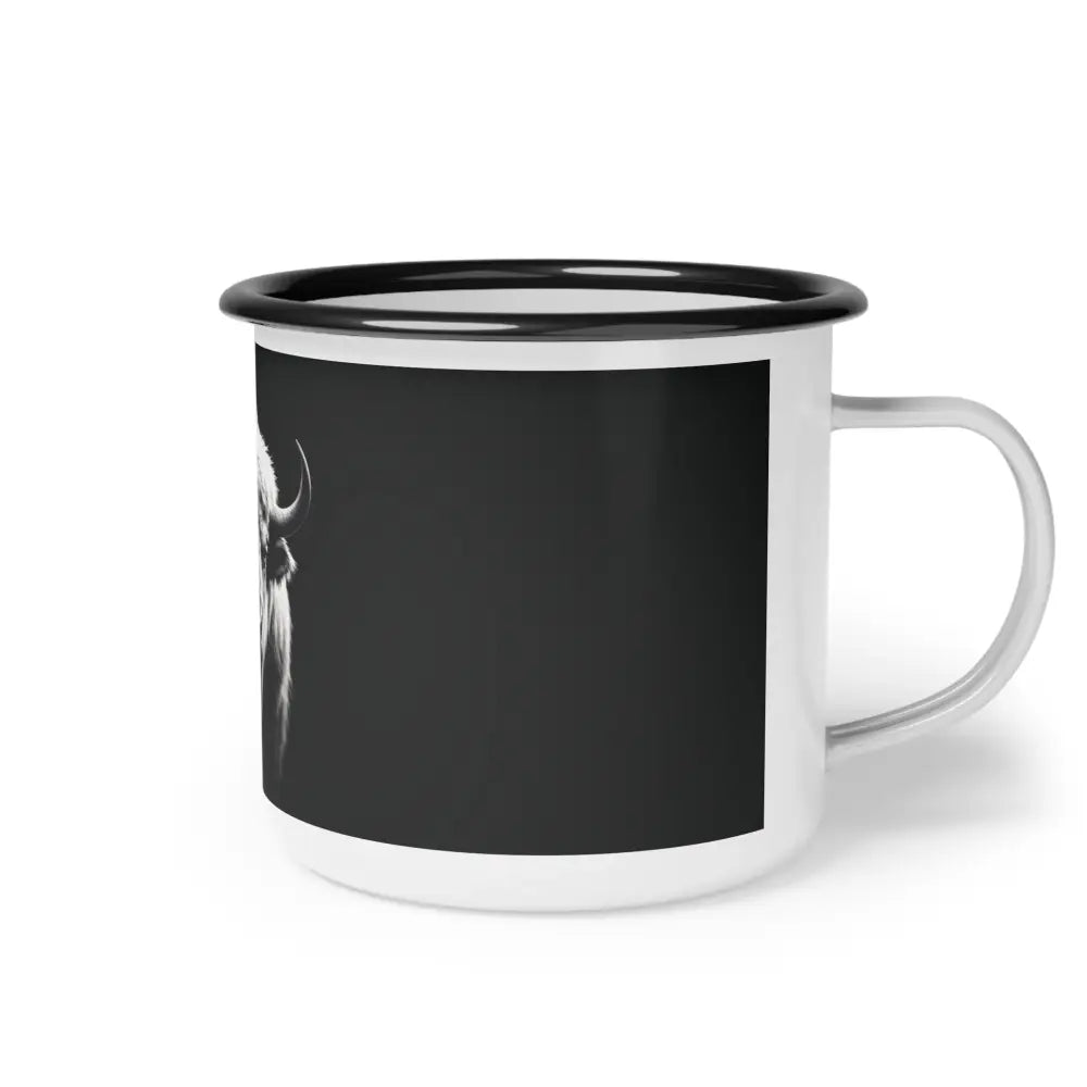 Midnight Edition White Buffalo - Enamel Camp Mug - 12oz / Black Rim - Mug