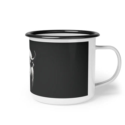 Midnight Edition White Buffalo - Enamel Camp Mug - 12oz / Black Rim - Mug