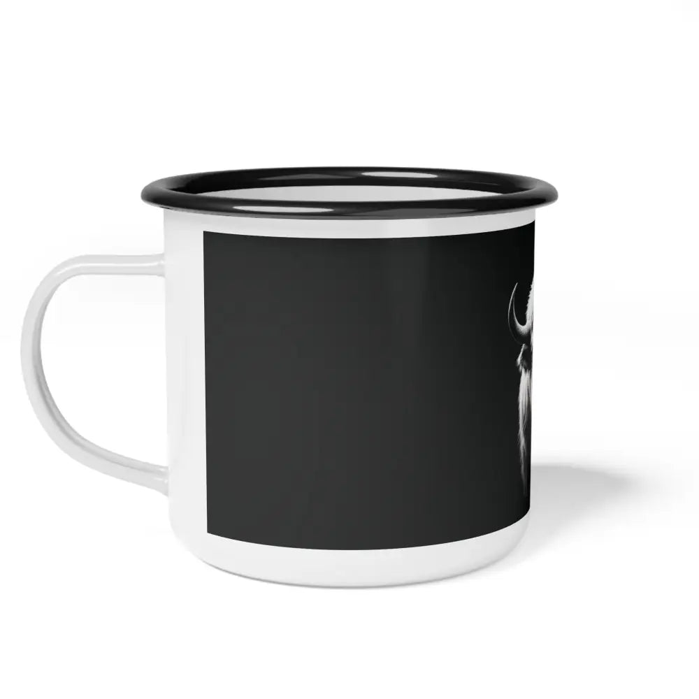 Midnight Edition White Buffalo - Enamel Camp Mug - 12oz / Black Rim - Mug