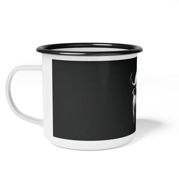 Midnight Edition White Buffalo Enamel Camp Mug 12oz / Black Rim Mug