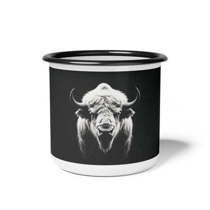 Midnight Edition White Buffalo - Enamel Camp Mug - 12oz / Black Rim - Mug