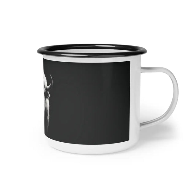 Midnight Edition White Buffalo Enamel Camp Mug 12oz / Black Rim Mug