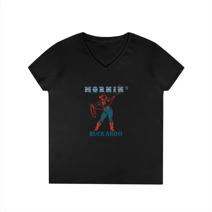 ’Mornin’ Buckaroo’ Double R Western’s™ Ladies’ V Neck T Shirt S / Black V neck