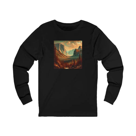 ’Mountain Majesty’ - Double R Western’s - Long Sleeve T-shirt Airlume combed and ring-spun cotton - S / Black