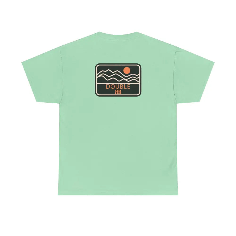 ’Mountain Peaks’ - Double R Western’s - Heavy Cotton Tee - Back Graphic Design - Mint Green / S - T-Shirt