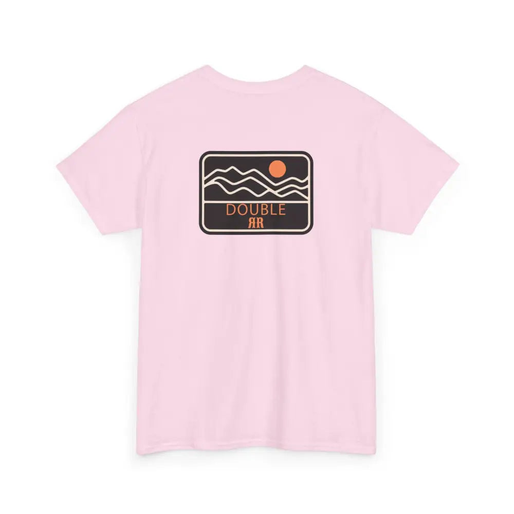 ’Mountain Peaks’ - Double R Western’s - Heavy Cotton Tee - Back Graphic Design - Light Pink / S - T-Shirt