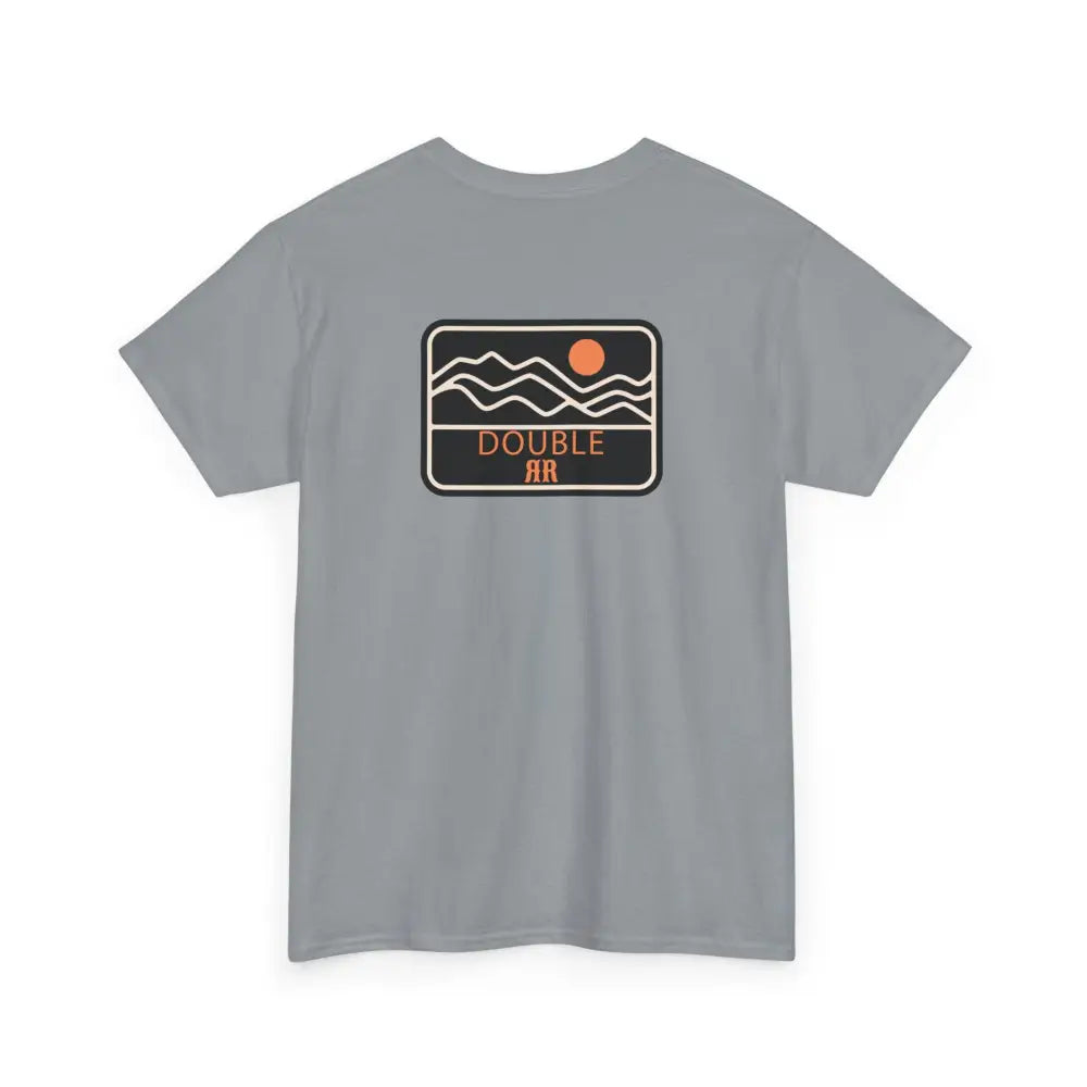 ’Mountain Peaks’ - Double R Western’s - Heavy Cotton Tee - Back Graphic Design - Gravel / S - T-Shirt