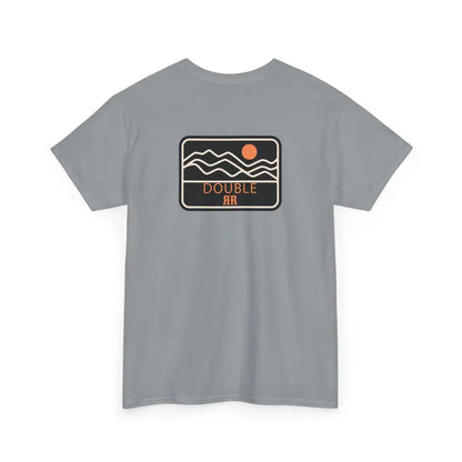’Mountain Peaks’ - Double R Western’s - Heavy Cotton Tee - Back Graphic Design - Gravel / S - T-Shirt