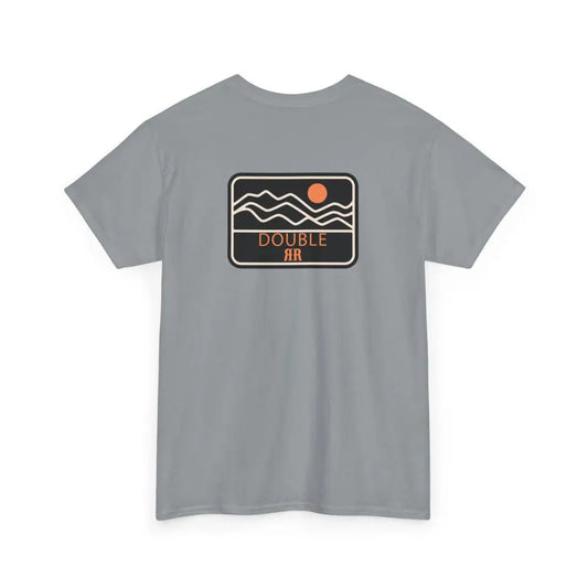 ’Mountain Peaks’ - Double R Western’s - Heavy Cotton Tee - Back Graphic Design - Gravel / S - T-Shirt