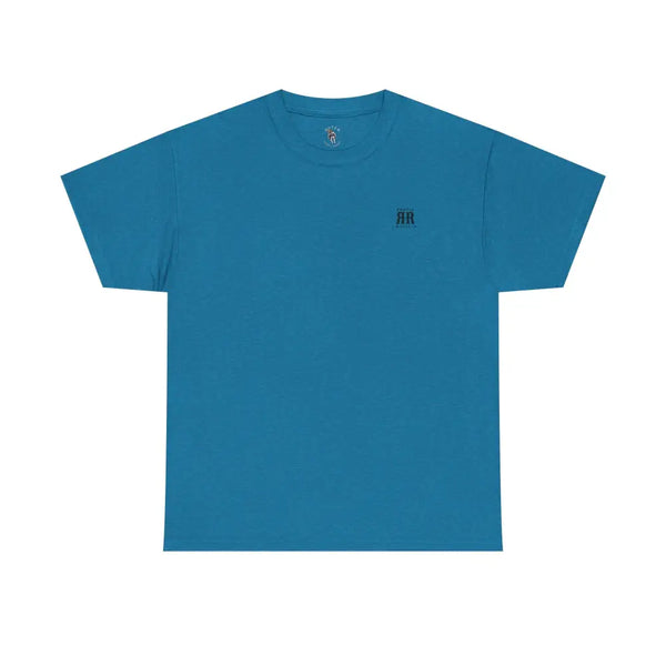 ’Mountain Peaks’ Double R Western’s Heavy Cotton Tee Back Graphic Design Antique Sapphire / S T Shirt