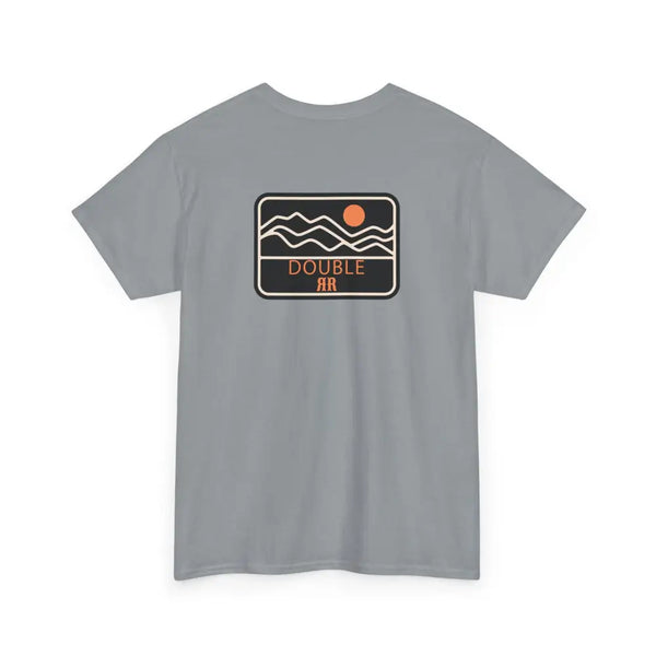 ’Mountain Peaks’ Double R Western’s Heavy Cotton Tee Back Graphic Design Gravel / S T Shirt