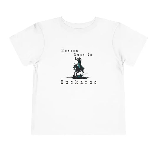 ’Mutton Busting Buckaroo’ - Double R Western- Toddler Tee - Fun Western Shirt for Kids - White / 2T - Kids clothes