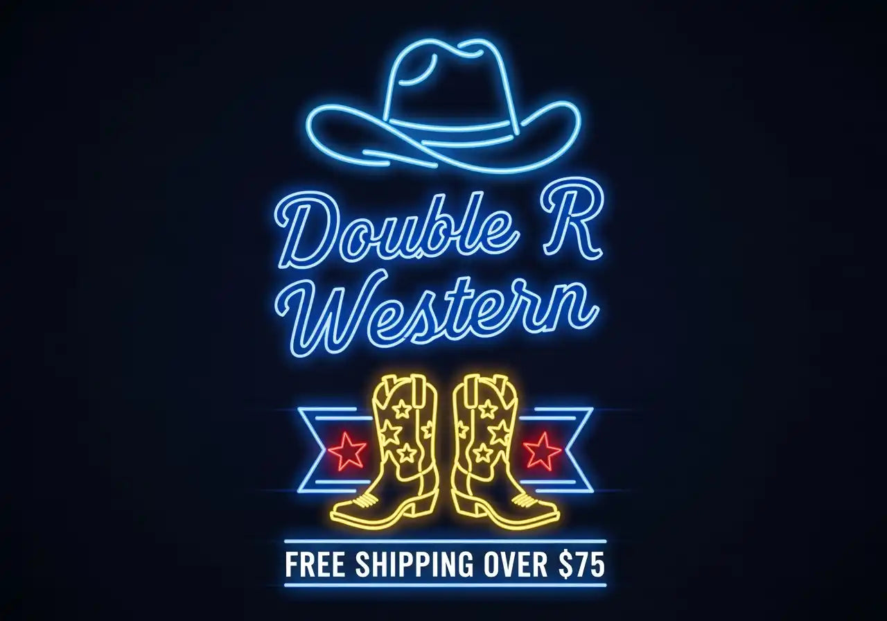 A neon sign for a western-themed business.