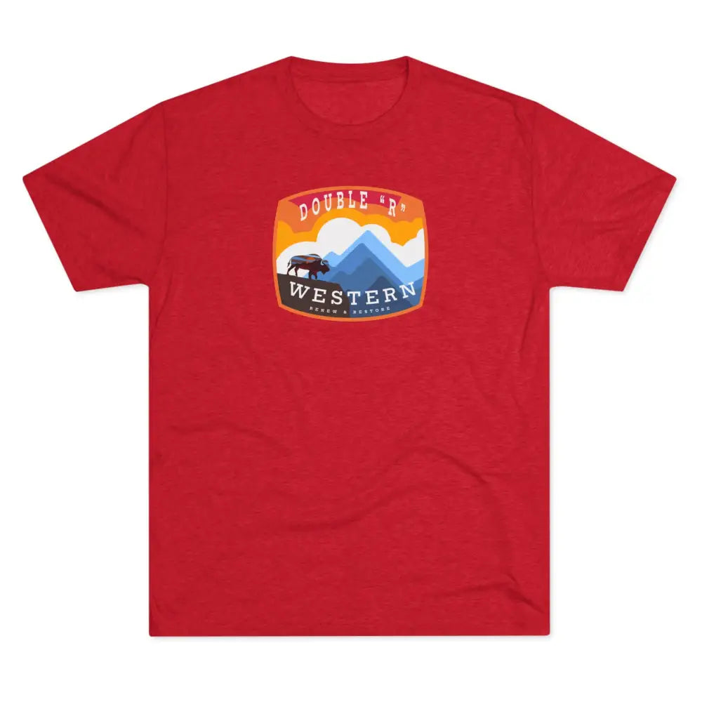 ’On the Edge’ - Double R Western’s™ - Tri-Blend Crew Tee - S / Tri-Blend Vintage Red - T-Shirt