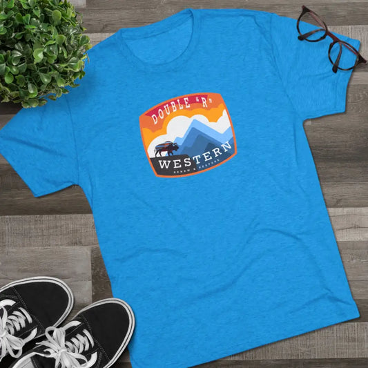 ’On the Edge’ - Double R Western’s™ - Tri-Blend Crew Tee - S / Tri-Blend Vintage Turquoise - T-Shirt