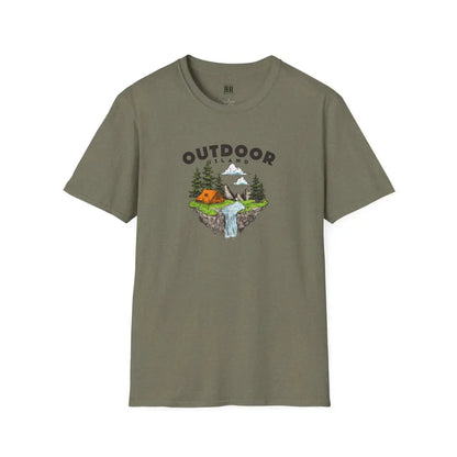 Outdoor Island Comfort Tee – Adventure Awaits - Double R Western’s Hot Off The Trail - Heather Military Green / S