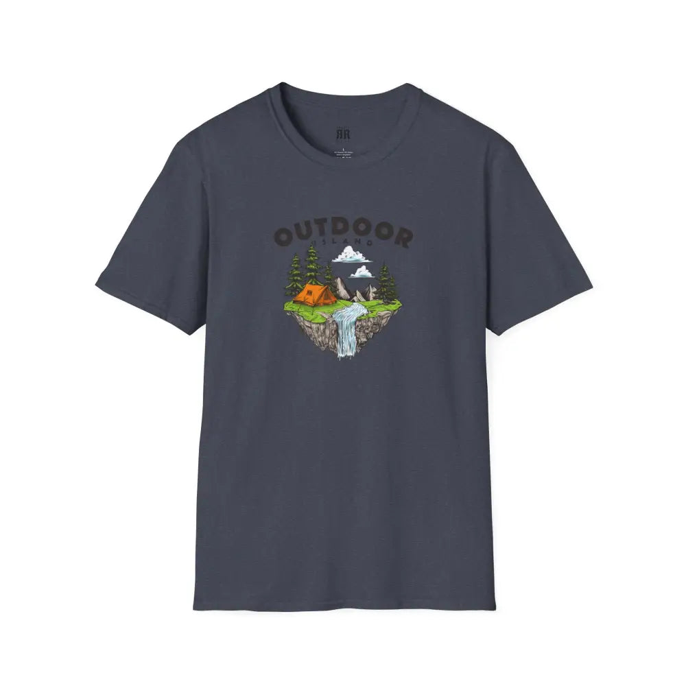 Outdoor Island Comfort Tee – Adventure Awaits - Double R Western’s Hot Off The Trail - Heather Navy / XS - T-Shirt
