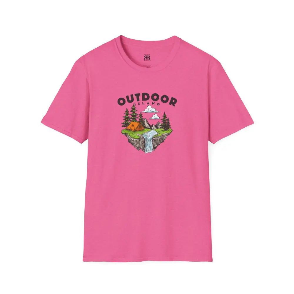 Outdoor Island Comfort Tee – Adventure Awaits - Double R Western’s Hot Off The Trail - Heather Heliconia / S - T-Shirt