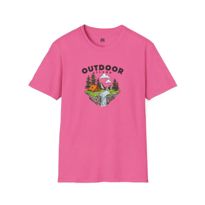 Outdoor Island Comfort Tee – Adventure Awaits - Double R Western’s Hot Off The Trail - Heather Heliconia / S - T-Shirt