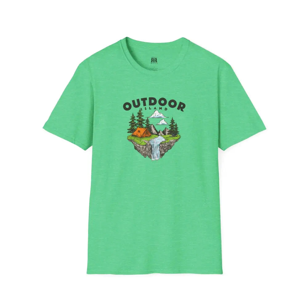 Outdoor Island Comfort Tee – Adventure Awaits - Double R Western’s Hot Off The Trail - Heather Irish Green / S - T-Shirt