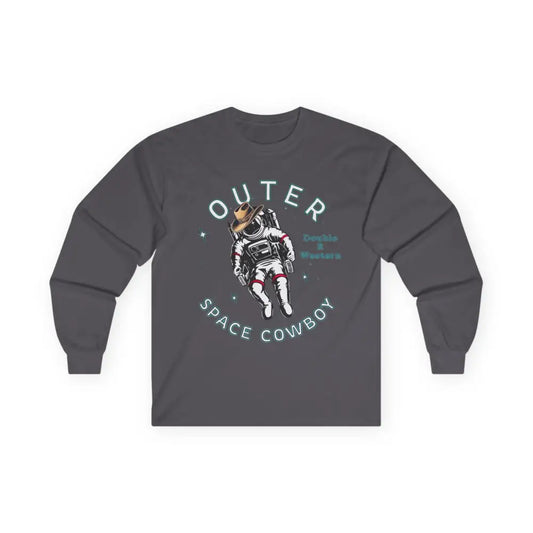 ’Outer Space Cowboy’ Double R Western’s - Long Sleeve T-Shirt - S / Charcoal - Long-sleeve