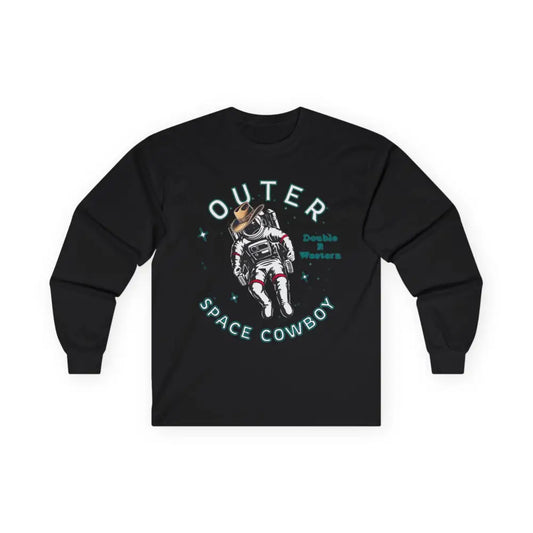 ’Outer Space Cowboy’ Double R Western’s Long Sleeve T Shirt S / Black Long sleeve