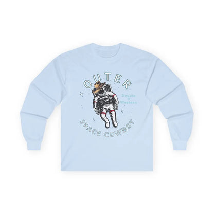 ’Outer Space Cowboy’ Double R Western’s Long Sleeve T Shirt S / Light Blue Long sleeve