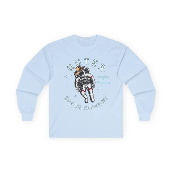 ’Outer Space Cowboy’ Double R Western’s Long Sleeve T Shirt S / Light Blue Long sleeve