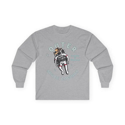 ’Outer Space Cowboy’ Double R Western’s Long Sleeve T Shirt S / Sport Grey Long sleeve