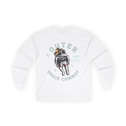 ’Outer Space Cowboy’ Double R Western’s Long Sleeve T Shirt S / White Long sleeve