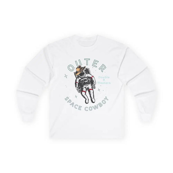 ’Outer Space Cowboy’ Double R Western’s Long Sleeve T Shirt S / White Long sleeve
