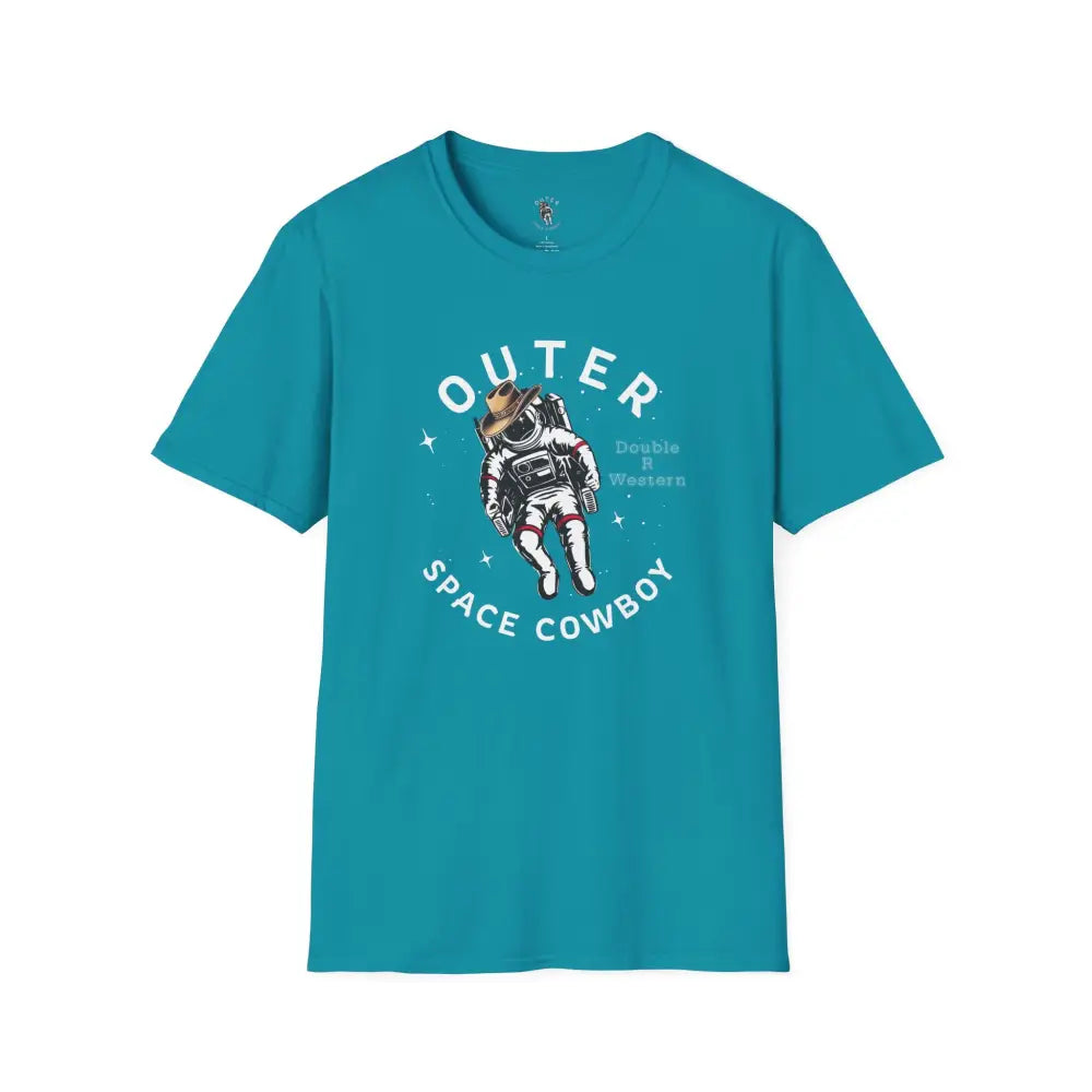 ’Outer Space Cowboy’ Tee- Double R Western’s™ - S / Tropical Blue - T-Shirt