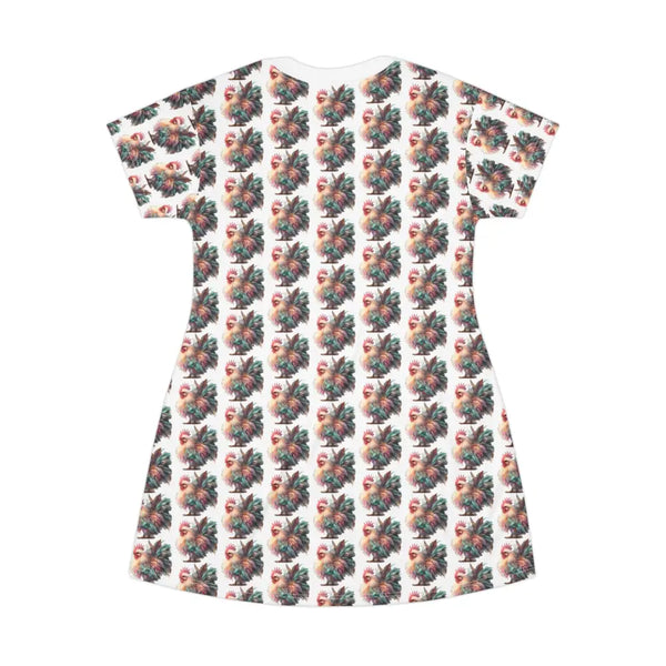 Pastel Majesty Tee Dress – Vibrant Feathered Elegance Double R Western’s™ Tee Shirt Dress (AOP) L All Over Prints