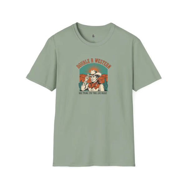 Retro Western Vintage Tee – Unisex Old West Style Sage / S T Shirt