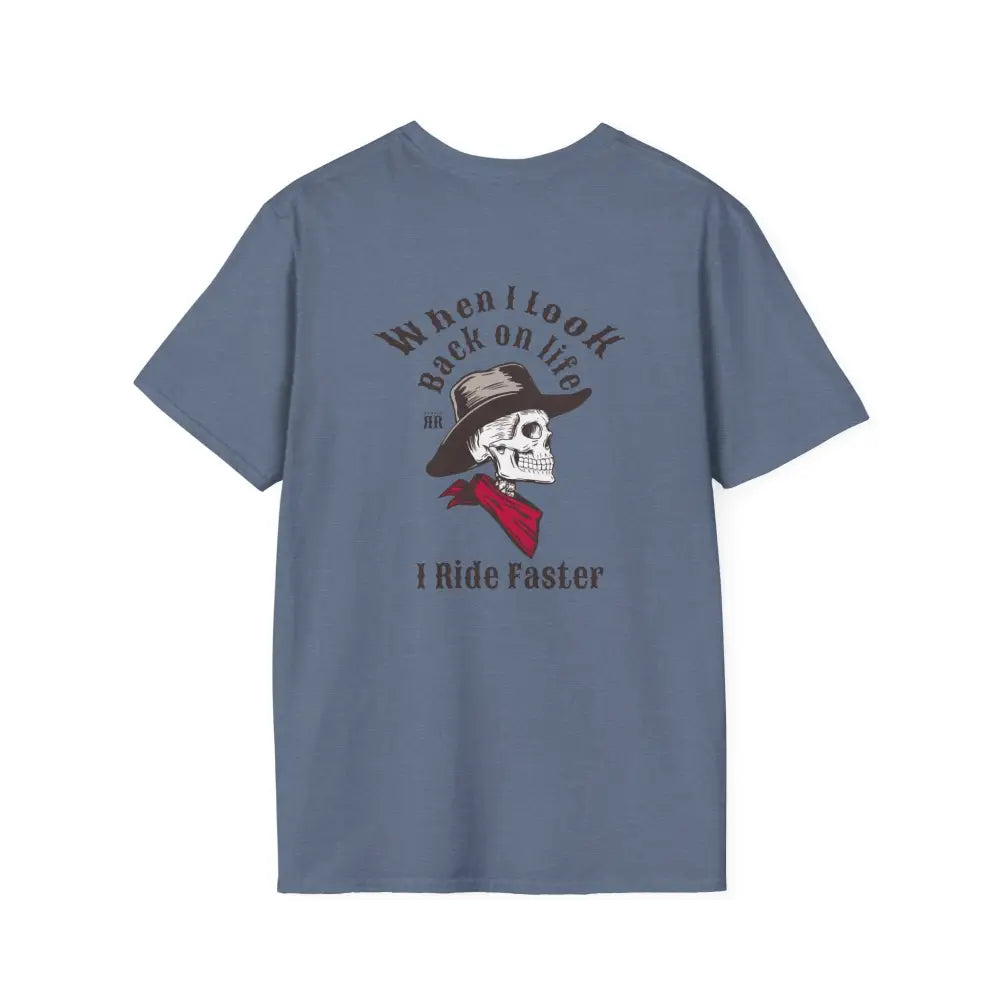 ’Ride Faster’ - Double R Western’s™- Soft Style T-Shirt - S / Heather Indigo - T-Shirt