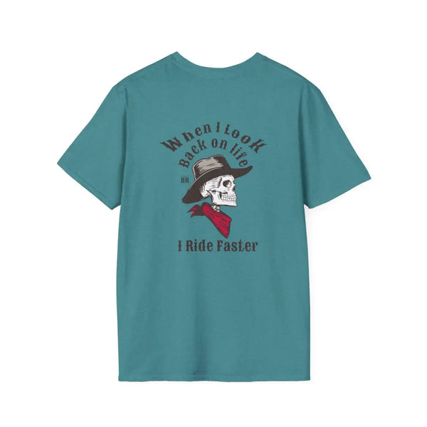 ’Ride Faster’: Double R Western’s™ Soft Style T Shirt S / Heather Galapagos Blue T Shirt