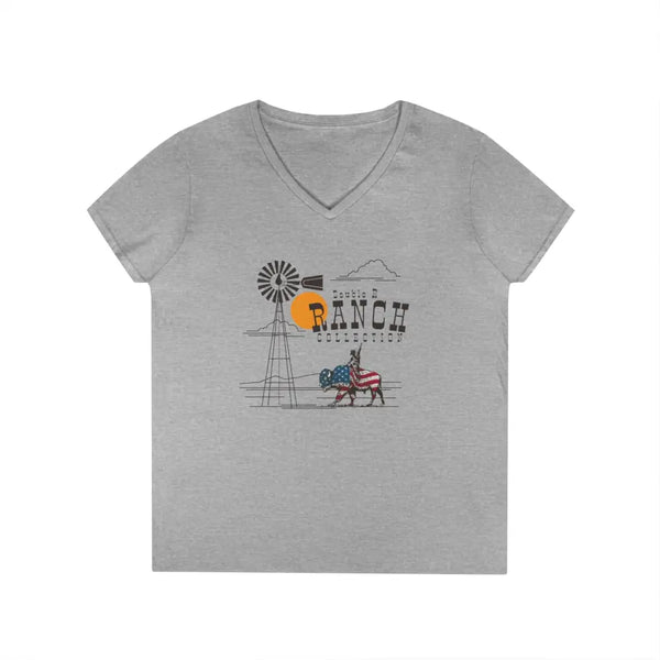 ’Ride on’ Double R Western’s™ Ladies’ V Neck T Shirt S / Sport Grey V neck