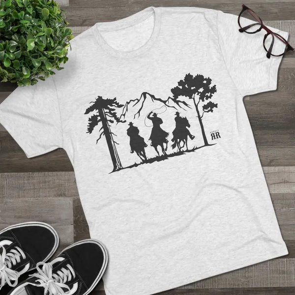’Ride with Your Posse’ Double R Western ™ Tri Blend Premium Crew Tee S / Tri Blend Heather White T Shirt