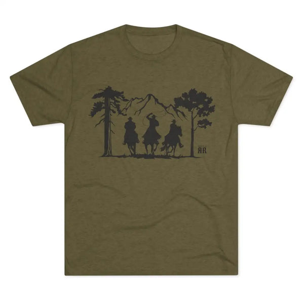’Ride with Your Posse’ Double R Western ™ Tri Blend Premium Crew Tee S / Tri Blend Military Green T Shirt