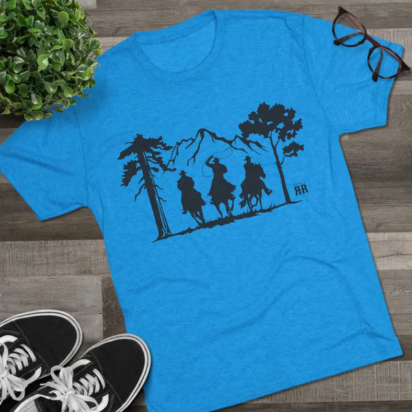 ’Ride with Your Posse’ Double R Western ™ Tri Blend Premium Crew Tee S / Tri Blend Vintage Turquoise T Shirt