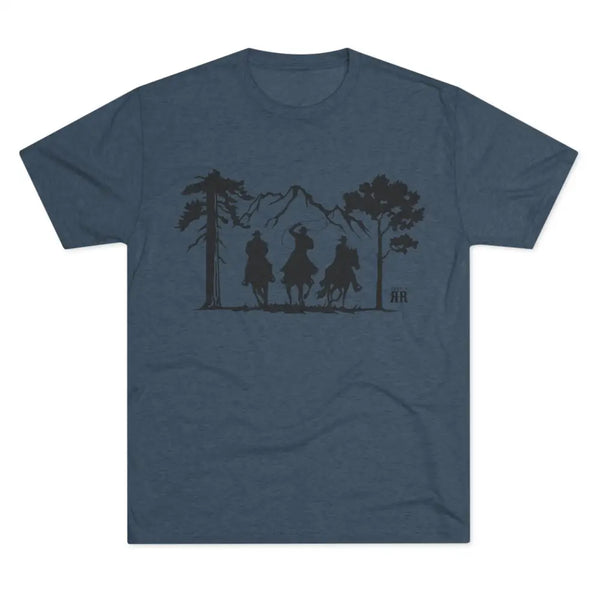 ’Ride with Your Posse’ Double R Western ™ Tri Blend Premium Crew Tee S / Tri Blend Indigo T Shirt