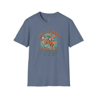 Ride the Range Vintage Western Tee – Double R Western™ Heather Indigo / S T Shirt